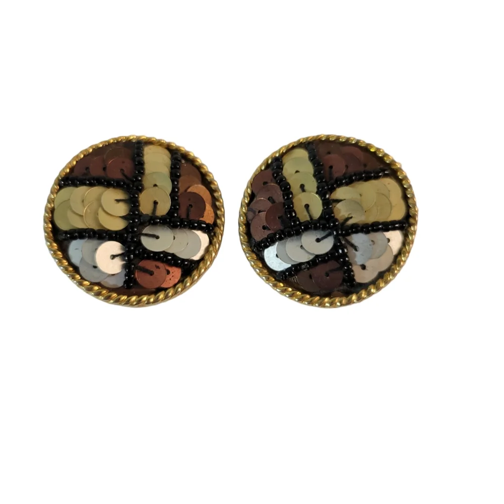 Vintage Sequin clip on Earrings